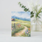 Waterverf stijl lentewei met bloemen briefkaart (Staand voorkant)