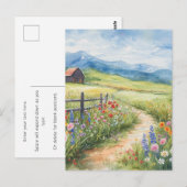 Waterverf stijl lentewei met bloemen briefkaart (Voorkant / Achterkant)