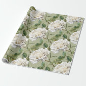 Waterverf Stijl  Look Witte Rozenbloem Cadeaupapier (Uitgerold)