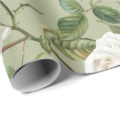 Waterverf Stijl  Look Witte Rozenbloem Cadeaupapier (Rol Hoek)