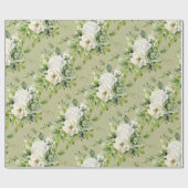 Waterverf Stijl Look Witte Rozenbloem Cadeaupapier (Vlak)