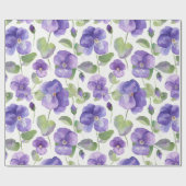 Waterverf stijl Paarse pansier type bloemen Cadeaupapier (Vlak)