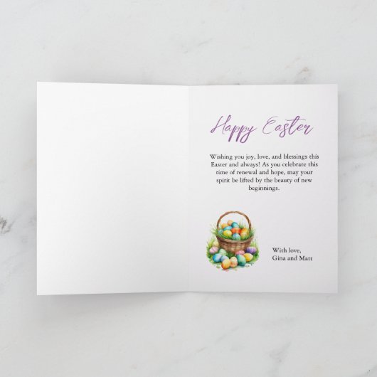 Waterverf stijl paashaas in gras eenvoudig kaart (Binnen)