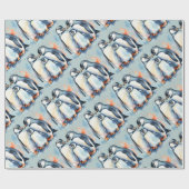 Waterverf stijl pinguïn vogel wildernis kunst cadeaupapier (Vlak)