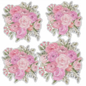 Waterverf  stijl Roze Rose Bouquet Sticker (Voorkant)
