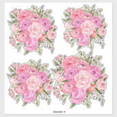 Waterverf  stijl Roze Rose Bouquet Sticker (Vel)