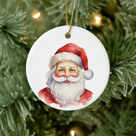 Waterverf stijl Santa Claus Gezicht Gepersonalisee Keramisch Ornament (Boom)