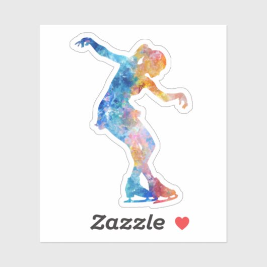 Waterverf Stijl Schaatsster Sticker (Vel)
