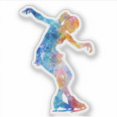 Waterverf Stijl Schaatsster Sticker (Voorkant)