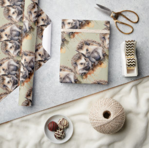 Waterverf stijl Schattigee Little Hedgehog Animal  Cadeaupapier