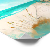 waterverf stijl strand scène met strand huis poster (Hoek)