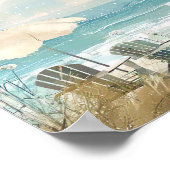 Waterverf stijl strand scène met witte stoelen poster (Hoek)