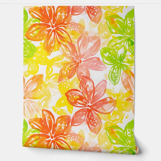 Waterverf stijl Sunburst Petals Behang (Afrollen)