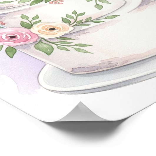 Waterverf Stijl Trouwtaart Art Print (Hoek)