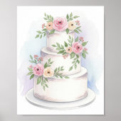 Waterverf Stijl Trouwtaart Art Print (Voorkant)