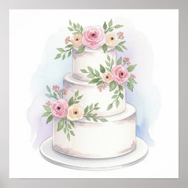 Waterverf Stijl Trouwtaart Art Print