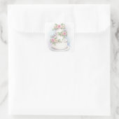 Waterverf Stijl Trouwtaart Vierkante Sticker (Tas)