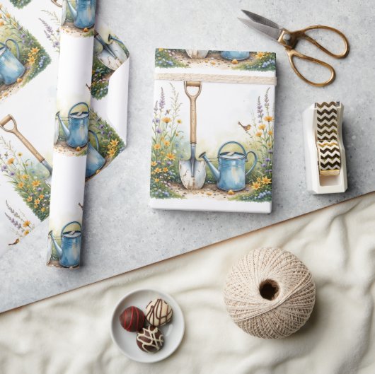 Waterverf Stijl Tuin Tuinier Gereedschap Cadeaupapier (Crafts)