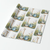 Waterverf Stijl Tuin Tuinier Gereedschap Cadeaupapier (Uitgerold)