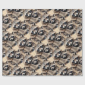 Waterverf Stijl Wasberen Dierlijke Patroon Kunst Cadeaupapier (Vlak)