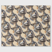 Waterverf Stijl Wolf Wolven Dier Natuur Kunst Cadeaupapier (Vlak)