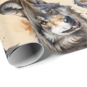 Waterverf Stijl Wolf Wolven Dier Natuur Kunst Cadeaupapier (Rol Hoek)