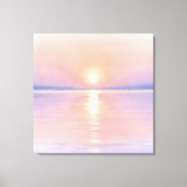 Waterverf stijl Zon - Zeegezicht Kunst Canvas Afdruk