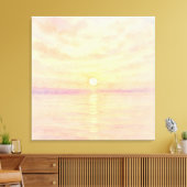 Waterverf stijl zonsondergang over zee kunst canvas afdruk (Insitu (Woonkamer))
