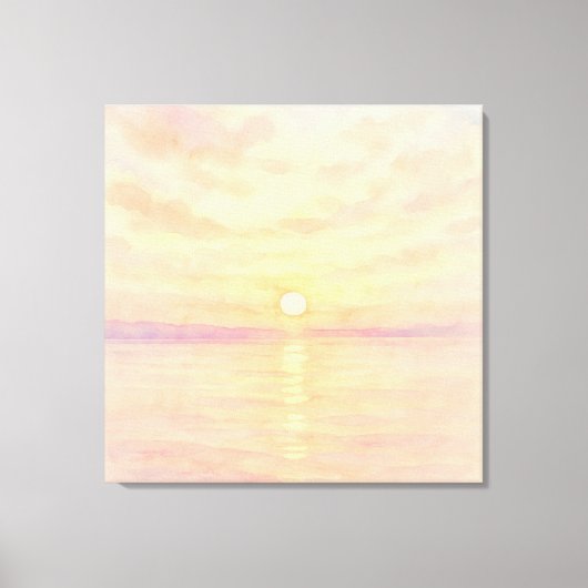 Waterverf stijl zonsondergang over zee kunst canvas afdruk (Voorkant)