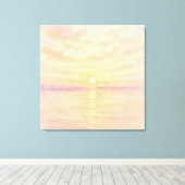 Waterverf stijl zonsondergang over zee kunst canvas afdruk (Insitu (Houten vloer))