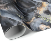 Waterverf stijl zwarte Beren Animal Pattern Art Cadeaupapier (Rol Hoek)