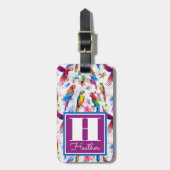 Waterverf stijlpagina's | Monogram Bagagelabel (Voorkant verticaal)