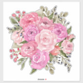 Waterverf  Stijlroze Roses Bouquet Sticker (Vel)