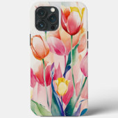 Waterverf stijltulpen telefoonbehuizing Case-Mate iPhone case (Achterkant)
