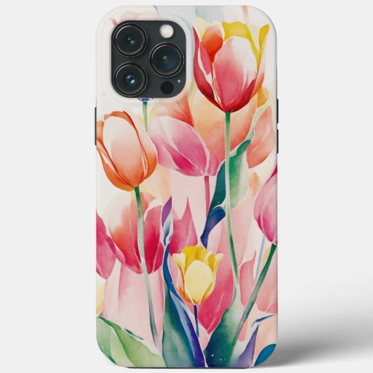 Waterverf stijltulpen telefoonbehuizing Case-Mate iPhone case (Achterkant)