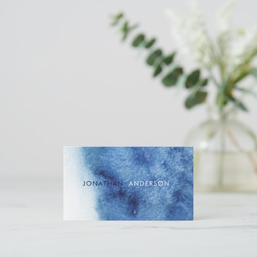 Waterverf Stijlvolle Blauwe Oceaan Professional Visitekaartje (Staand voorkant)