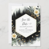 Waterverf Stijlvolle Enchanted Forest Wedding Save The Date (Voorkant)