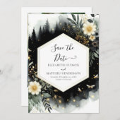 Waterverf Stijlvolle Enchanted Forest Wedding Save The Date (Voorkant / Achterkant)