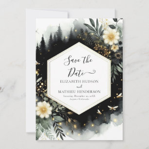 Waterverf Stijlvolle Enchanted Forest Wedding Save The Date