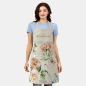 Waterverf Stilleven Kunst Bloemen Monogram & Naam Schort (Gedragen)