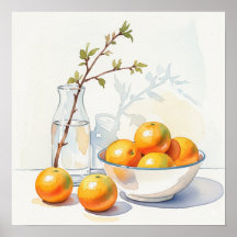 Waterverf stilleven - Sinaasappels