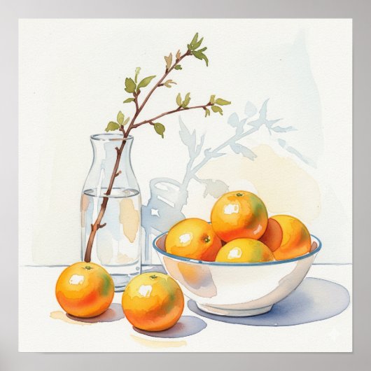 Waterverf stilleven - Sinaasappels Poster (Voorkant)