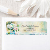 Waterverf Stilleven van pioenen en hortensia's Etiket (Insitu)