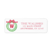 Waterverf Stip Lint Monogram Krans Adres Etiket (Voorkant)