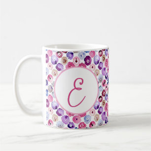 Waterverf stippen bloemen patroon monogram koffiemok