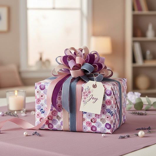 Waterverf stippen bloespatroon cadeaupapier