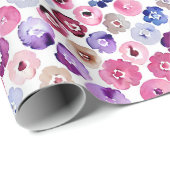 Waterverf stippen bloespatroon cadeaupapier (Rol Hoek)