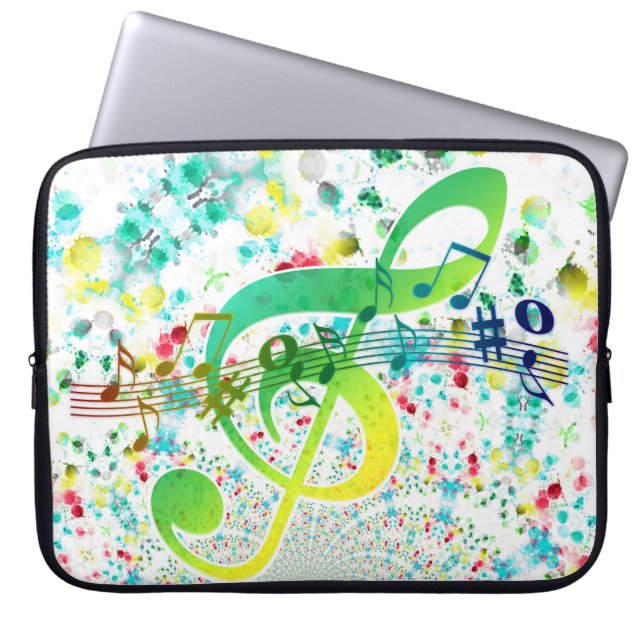 Waterverf Stippen en groen schoonmaakmiddel Laptop Sleeve (Voorkant)