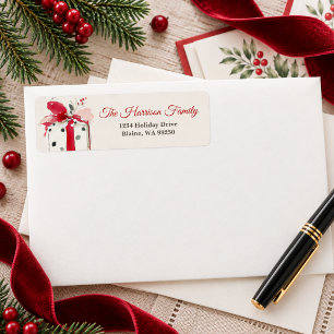 Waterverf Stippen Kerstmis Etiket