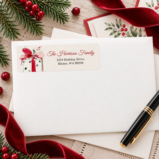Waterverf Stippen Kerstmis Etiket